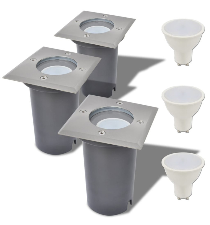Lampes au sol à LED d'extérieur 3 pcs carré | Mobilier & Déco