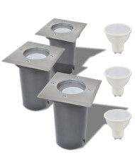 Lampes au sol à LED d'extérieur 3 pcs carré | Mobilier & Déco