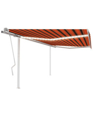 Auvent manuel rétractable avec LED 4x3,5 m Orange et marron | Mobilier & Déco