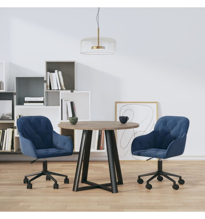 Chaises pivotantes à manger lot de 2 Bleu Velours | Mobilier & Déco