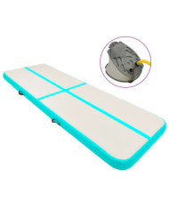 Tapis gonflable de gymnastique avec pompe 400x100x15cm PVC Vert | Mobilier & Déco