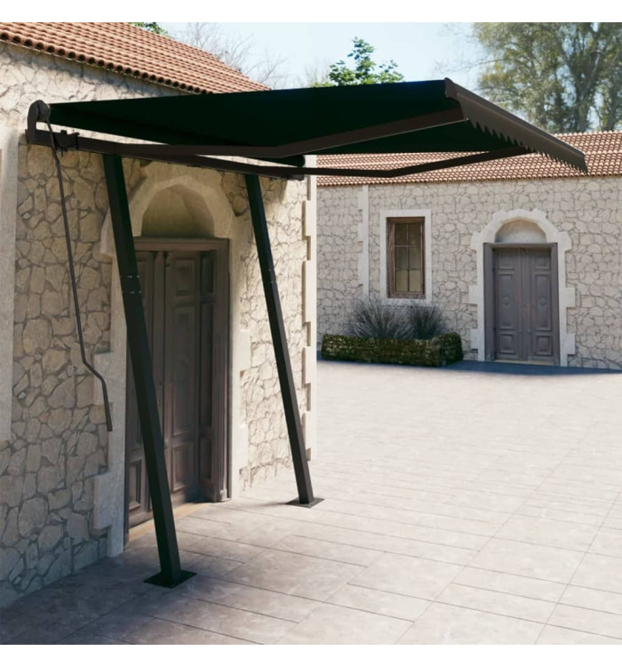 Auvent manuel rétractable avec poteaux 3x2,5 m Anthracite | Mobilier & Déco