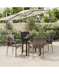 Ensemble à manger de jardin coussins 5 pcs noir et gris | Mobilier & Déco