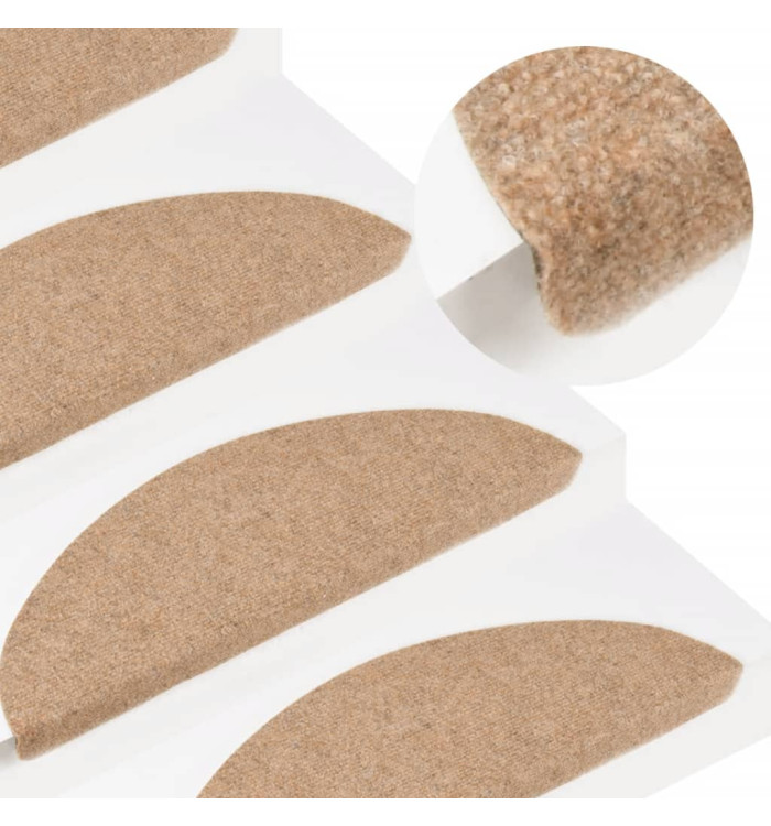 Tapis d'escalier auto-adhésifs 10 pcs beige 56x17x3 cm | Mobilier & Déco