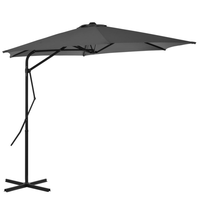 Parasol d'extérieur avec poteau en acier 300 cm Anthracite | Mobilier & Déco