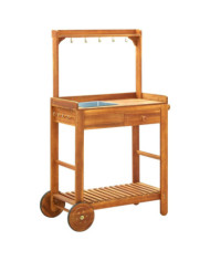 Chariot de cuisine de jardin Bois d'acacia 92x43,5x141,5 cm | Mobilier & Déco