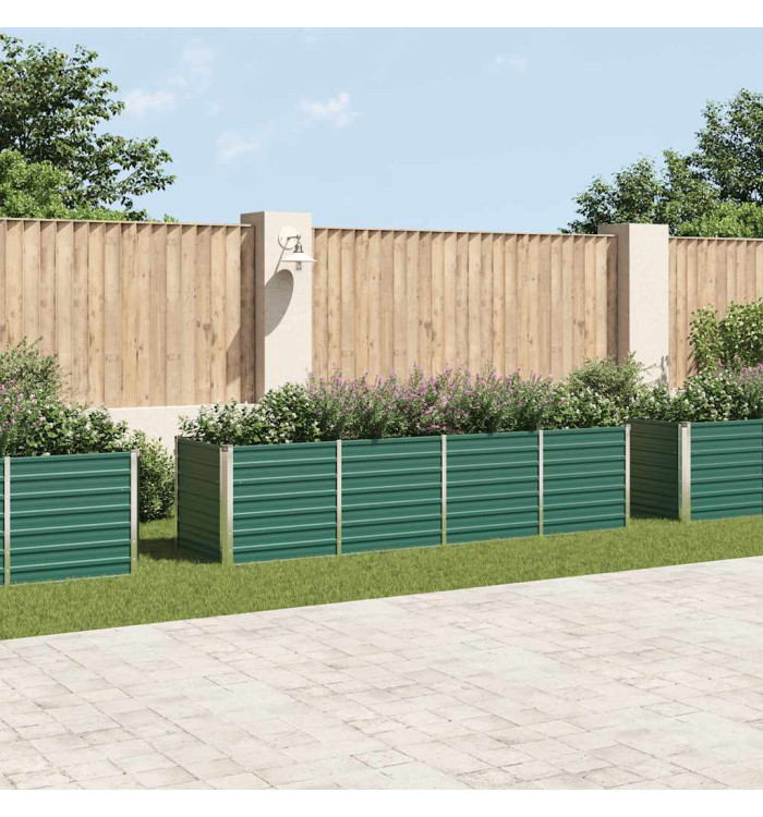 Lit surélevé de jardin Acier galvanisé 320x80x77 cm Vert | Mobilier & Déco