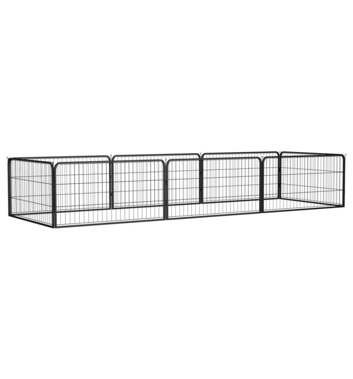 Parc pour chien 8 panneaux Noir 100x50cm Acier enduit de poudre | Mobilier & Déco