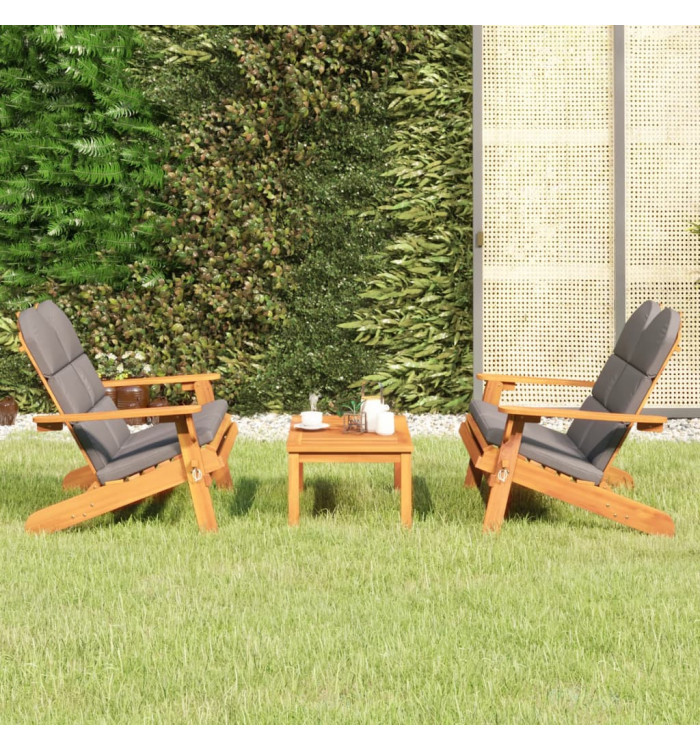 Ensemble de salon de jardin Adirondack 3 pcs bois acacia solide | Mobilier & Déco