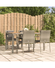 Ensemble à manger de jardin 5 pcs coussins gris résine tressée | Mobilier & Déco