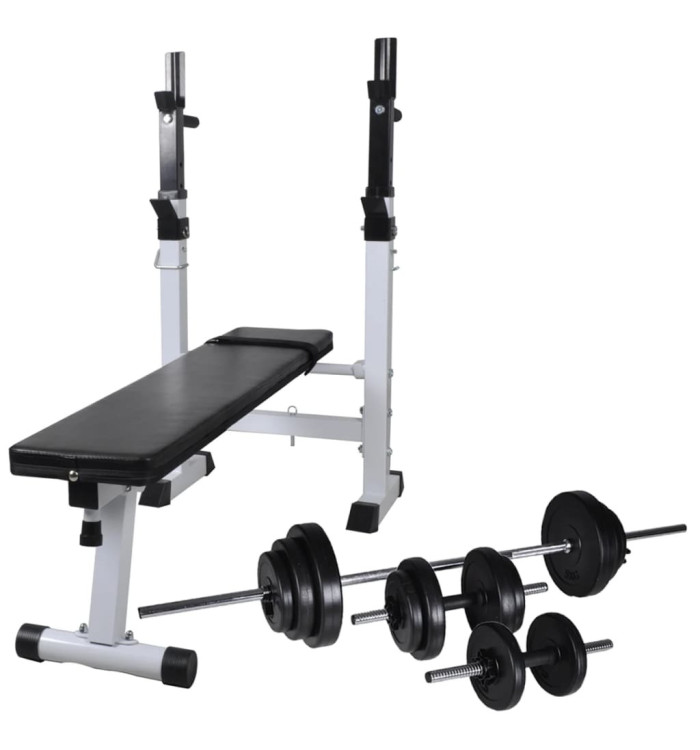 Banc d'entraînement avec support de poids jeu d'haltères 30,5kg | Mobilier & Déco