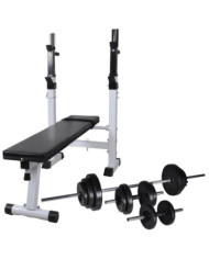 Banc d'entraînement avec support de poids jeu d'haltères 30,5kg | Mobilier & Déco