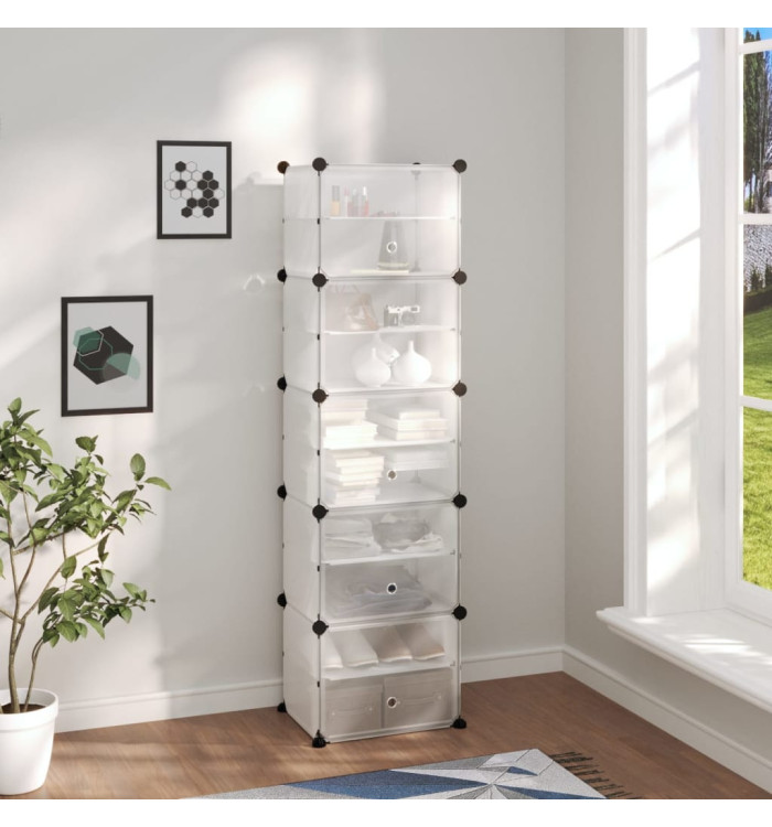 Étagère à chaussures Transparent 44x31,5x153,5 cm PP | Mobilier & Déco