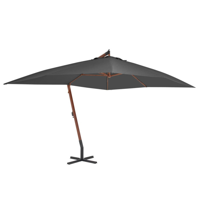 Parasol de jardin en porte-à-faux avec mât en bois anthracite | Mobilier & Déco