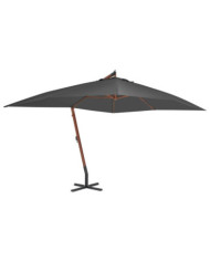 Parasol de jardin en porte-à-faux avec mât en bois anthracite | Mobilier & Déco