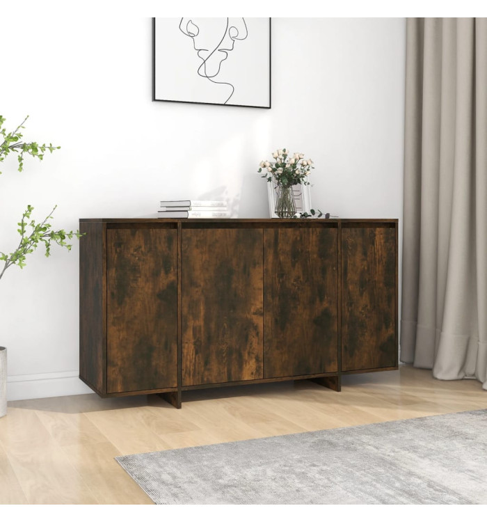 Buffet chêne fumé 135x41x75 cm bois d'ingénierie | Mobilier & Déco
