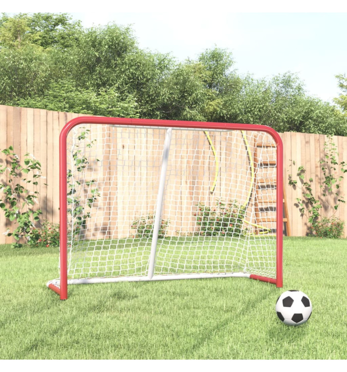 But de hockey avec filet rouge et blanc 153x60x118 cm | Mobilier & Déco