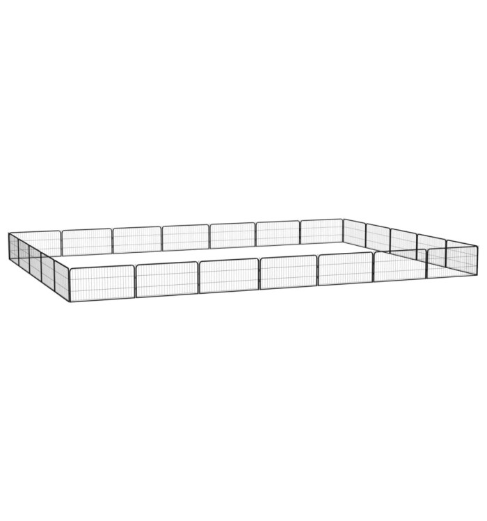Parc pour chien 24panneaux Noir 100x50cm Acier enduit de poudre | Mobilier & Déco