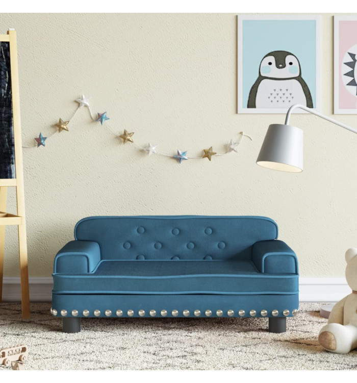 Canapé pour enfants bleu 70x45x30 cm velours | Mobilier & Déco