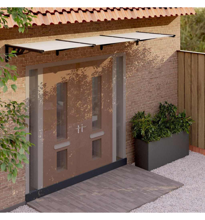 Auvent de porte Noir et transparent 358,5x90 cm Polycarbonate | Mobilier & Déco