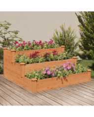 Lit surélevé de jardin marron 120x120x56cm bois massif de sapin | Mobilier & Déco