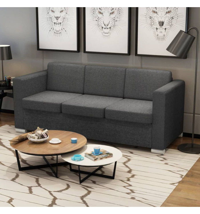 Canapé à 3 places Tissu Gris foncé | Mobilier & Déco