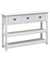 Buffet Blanc antique 108x30x76 cm Bois de Paulownia massif | Mobilier & Déco