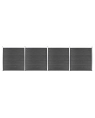 Ensemble de panneau de clôture WPC 699x186 cm Noir | Mobilier & Déco