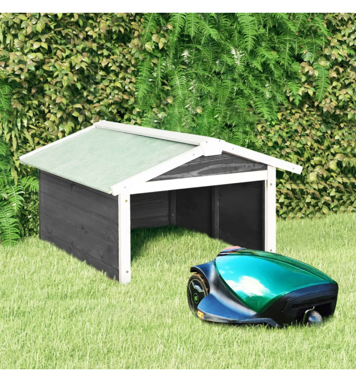 Garage de tondeuse à gazon 72x87x50 cm Gris et blanc Sapin | Mobilier & Déco