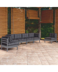 Salon de jardin 6 pcs avec coussins bois de pin massif | Mobilier & Déco