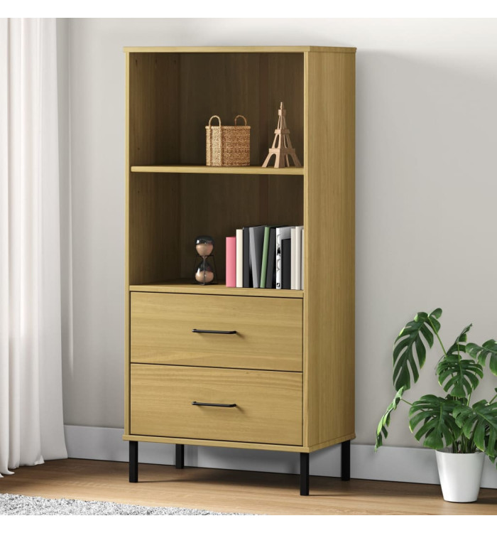 Bibliothèque à 2 tiroirs Marron 60x35x128,5 cm Bois massif OSLO | Mobilier & Déco