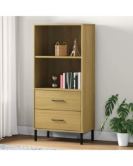 Bibliothèque à 2 tiroirs Marron 60x35x128,5 cm Bois massif OSLO | Mobilier & Déco
