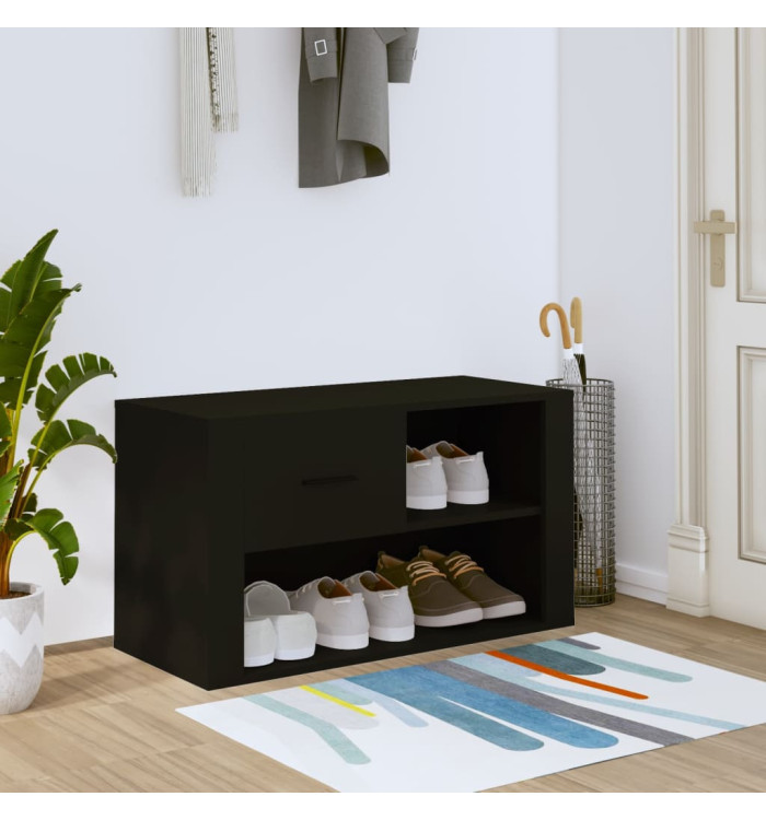 Armoire à chaussures Noir 80x35x45 cm Bois d'ingénierie | Mobilier & Déco