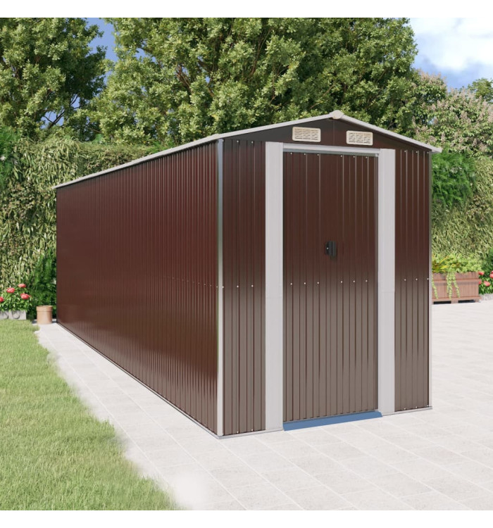 Abri de jardin Marron foncé 192x606x223 cm Acier galvanisé | Mobilier & Déco