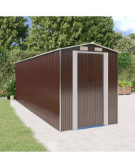Abri de jardin Marron foncé 192x606x223 cm Acier galvanisé | Mobilier & Déco