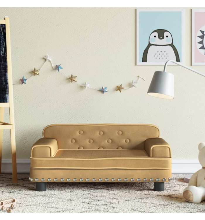Canapé pour enfants marron 70x45x30 cm velours | Mobilier & Déco