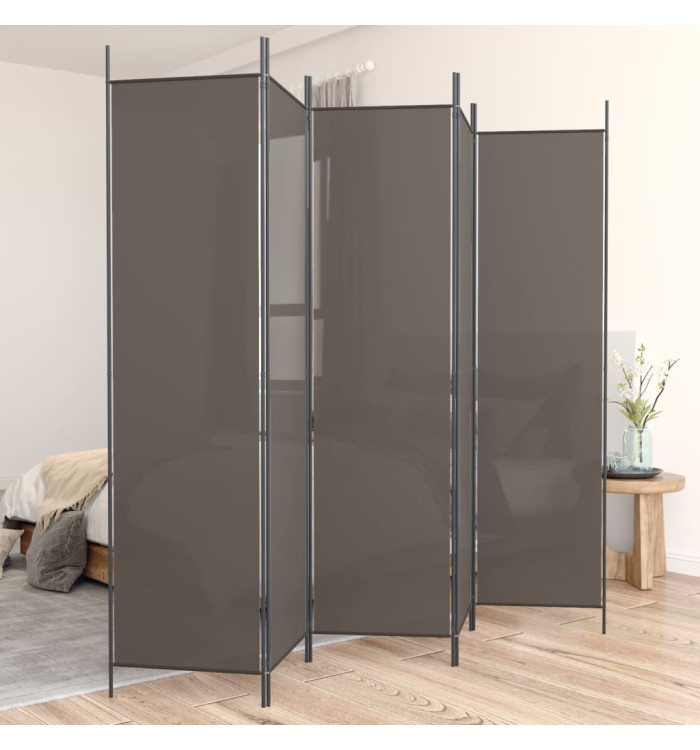 Cloison de séparation 5 panneaux Anthracite 250x200 cm Tissu | Mobilier & Déco