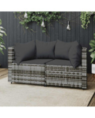 Canapés d'angle de jardin et coussins 2 pcs gris résine tressée | Mobilier & Déco