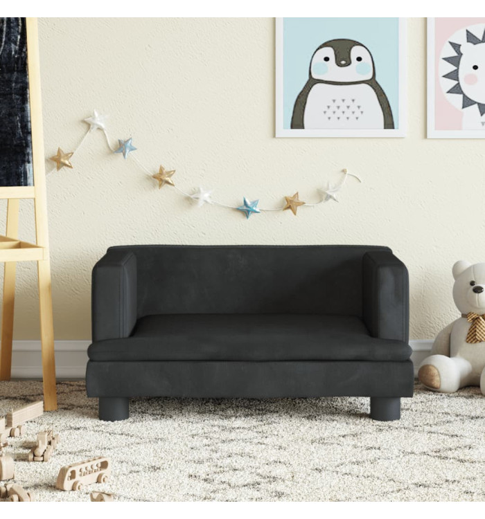 Canapé pour enfants noir 60x40x30 cm velours | Mobilier & Déco
