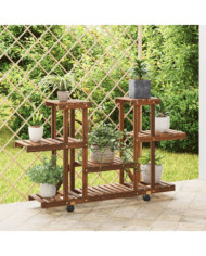 Support à fleurs avec roues 110x25x78 cm bois massif de sapin | Mobilier & Déco