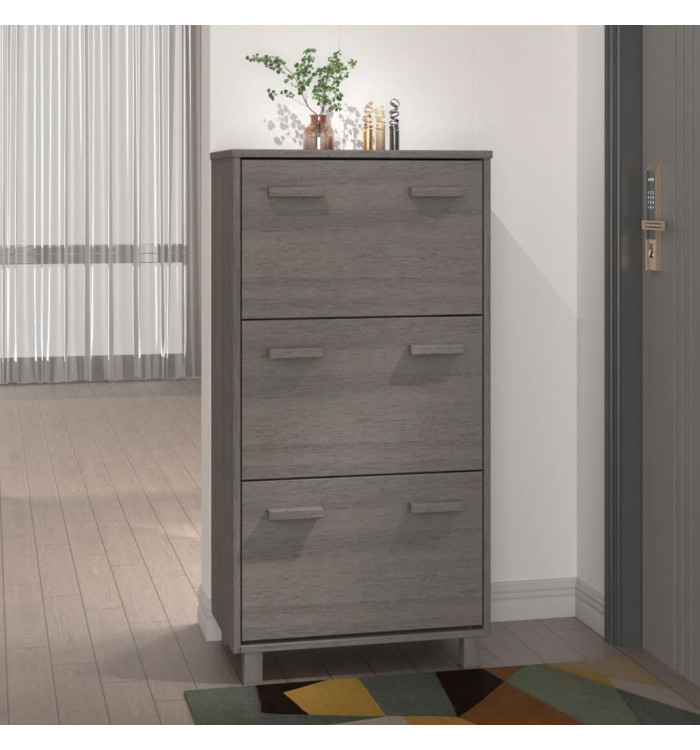 Armoire à chaussures HAMAR Gris clair 59,5x35x117 cm Pin massif | Mobilier & Déco