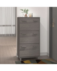 Armoire à chaussures HAMAR Gris clair 59,5x35x117 cm Pin massif | Mobilier & Déco
