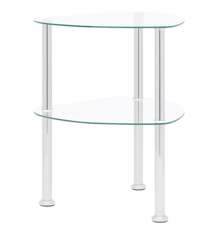 Table d'appoint 2 niveaux Transparent 38x38x50 cm Verre trempé | Mobilier & Déco