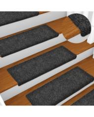 Tapis d'escalier 15 pcs Tissu aiguilleté 65x21x4 cm Gris | Mobilier & Déco