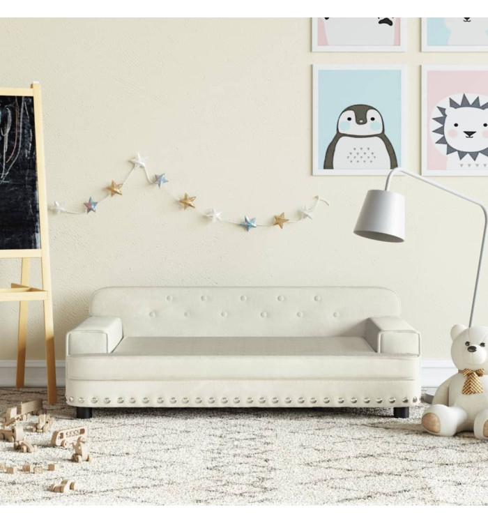 Canapé pour enfants crème 90x53x30 cm velours | Mobilier & Déco