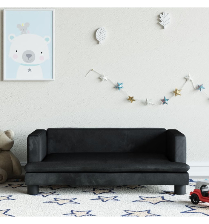 Canapé pour enfants noir 80x45x30 cm velours | Mobilier & Déco