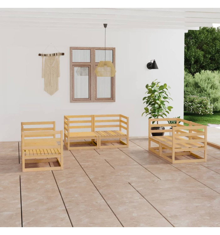 Salon de jardin 6 pcs Bois de pin massif | Mobilier & Déco