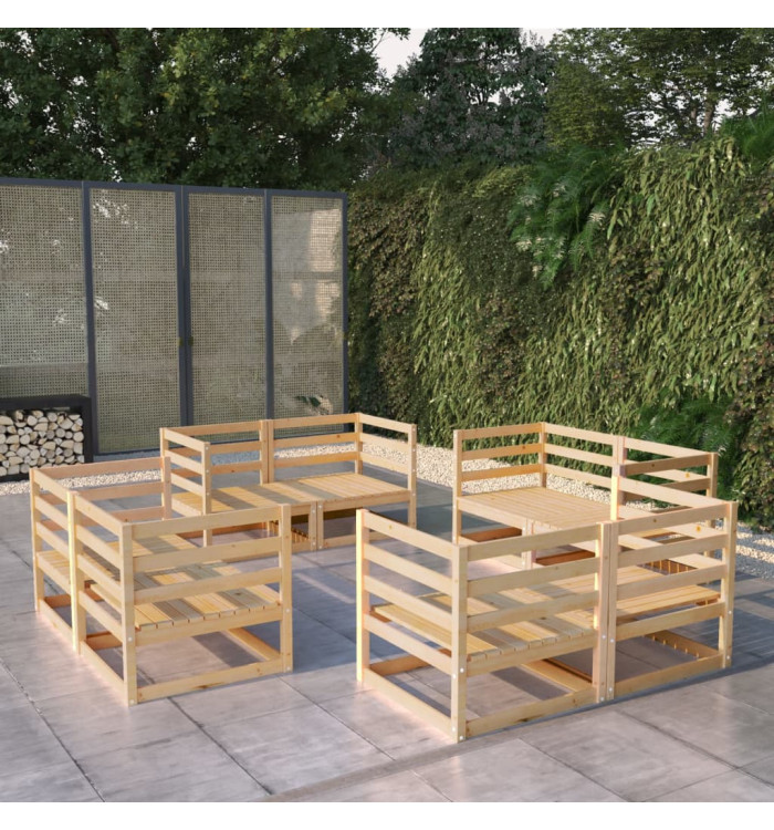 Salon de jardin 8 pcs bois de pin massif | Mobilier & Déco
