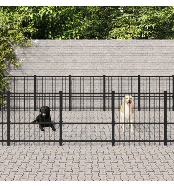 Chenil d'extérieur pour chiens Acier 33,87 m² | Mobilier & Déco