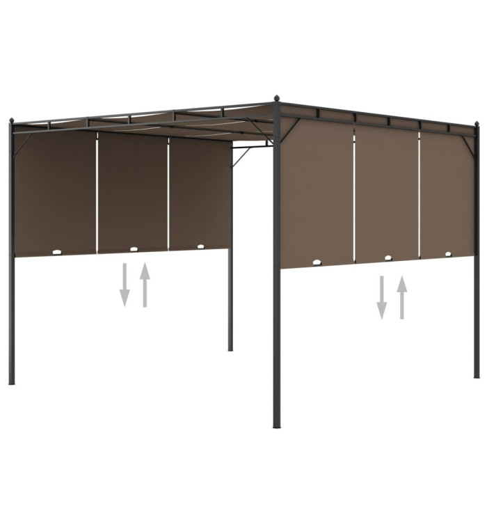 Belvédère de jardin avec rideau latéral 3x3x2,25 m Taupe | Mobilier & Déco